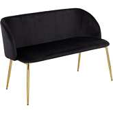 Fran Bench in Black Velvet & Gold Steel